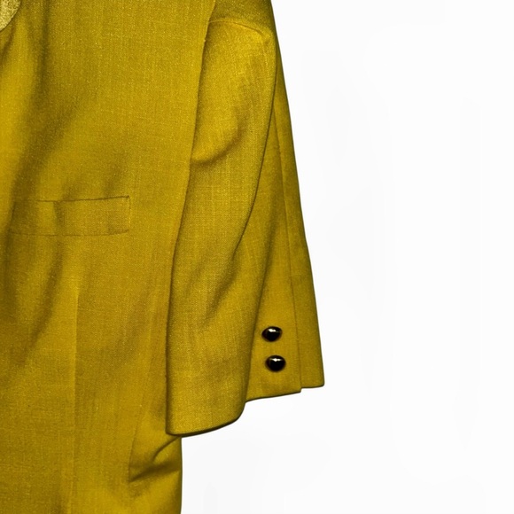 Vintage Gilmor Yellow Pencil Skirt Jacket Blazer Suit Set 8 retro 80s 90s - Picture 5 of 10